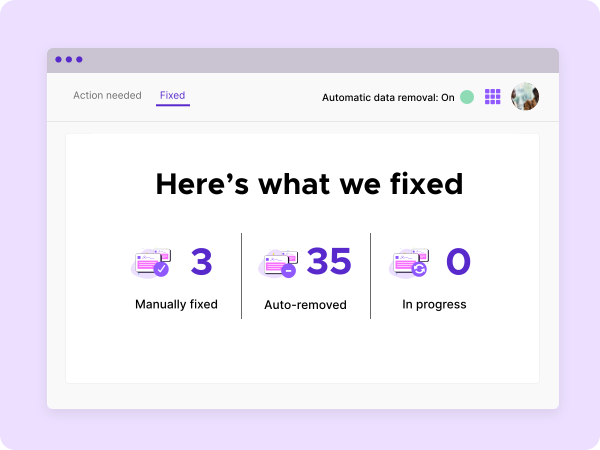 Progress card delineating exposures that are fixed, in progress or manually fixed